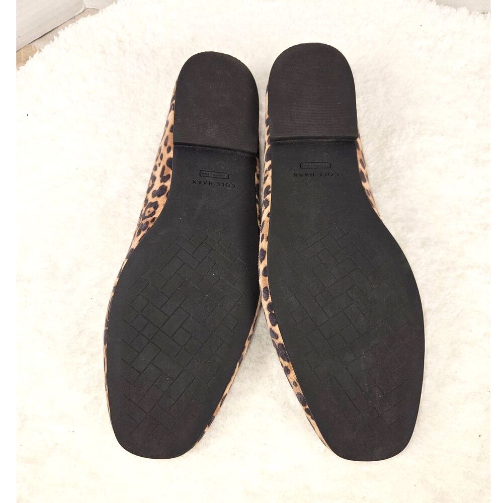 Cole Haan Leopard Print Suede Square Toe Bow Ballet Flats Size 9.5B - Picture 5 of 7